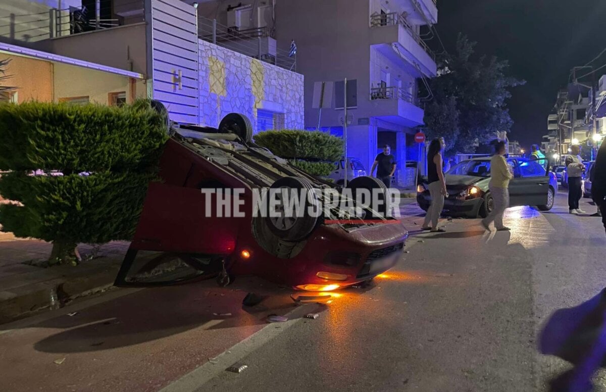 Νέα Ιωνία Βόλου: Τροχαίο με ανατροπή ΙΧ έπειτα από σφοδρή σύγκρουση