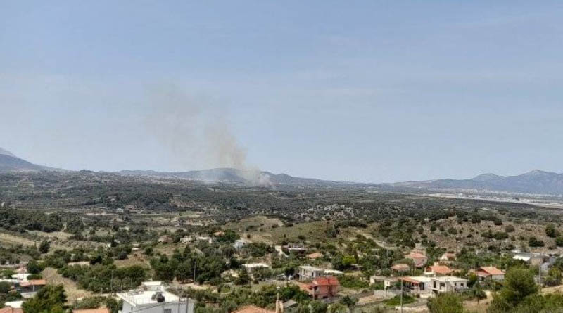 Φωτιά στο Μαρκόπουλο – Επιχειρεί και ένα ελικόπτερο
