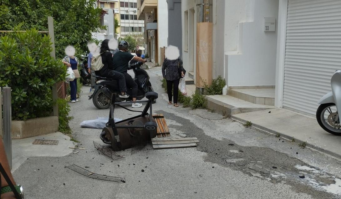 Ηράκλειο: Ψησταριά «προσγειώθηκε» πάνω σε άνδρα λόγω των ανέμων – «Ζω από τύχη» λέει ο ίδιος