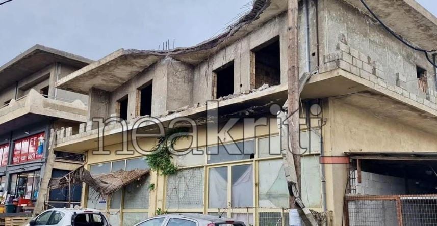 Ηράκλειο: Κατέρρευσε τμήμα ημιτελούς κτιρίου στις Μεσαμπελιές – Από θαύμα δεν υπήρξαν θύματα – ΦΩΤΟ