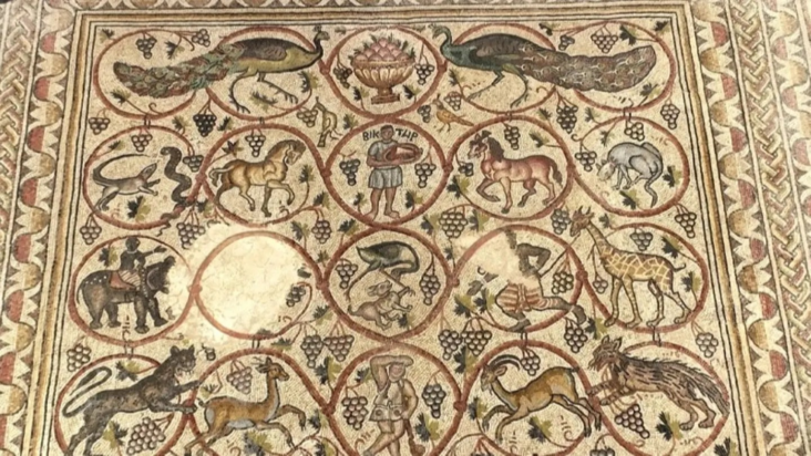 Το ψηφιδωτό της Βυζαντινής περιόδου, ρίχνει φως στην καθημερινή ζωή της αρχαιότητας. Φωτογραφία: Ισραηλινή Αρχή