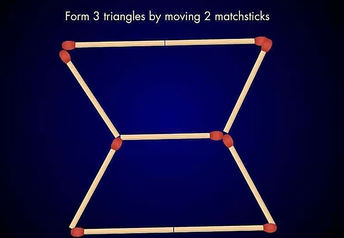 Τεστ IQ μόνο για ιδιοφυΐες: Mπορείτε να σχηματίσετε 3 τρίγωνα μετακινώντας 2 σπίρτα σε 19 δευτερόλεπτα;
