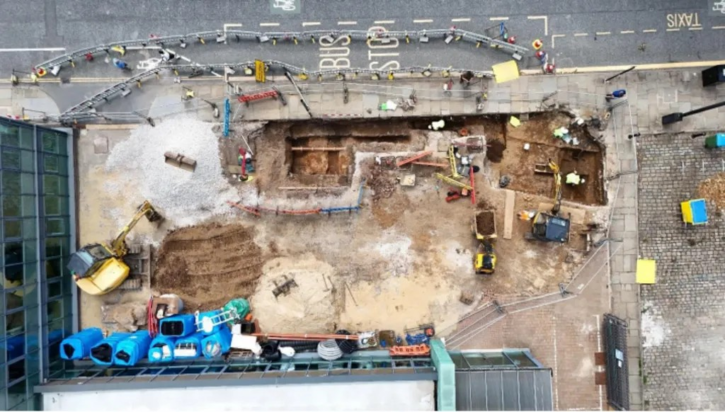 Εναέρια λήψη από τον χώρο των ανασκαφών.