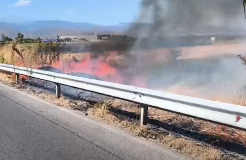 Λάρισα: Διακοπή κυκλοφορίας στην είσοδο του Τυρνάβου λόγω φωτιάς – ΒΙΝΤΕΟ 