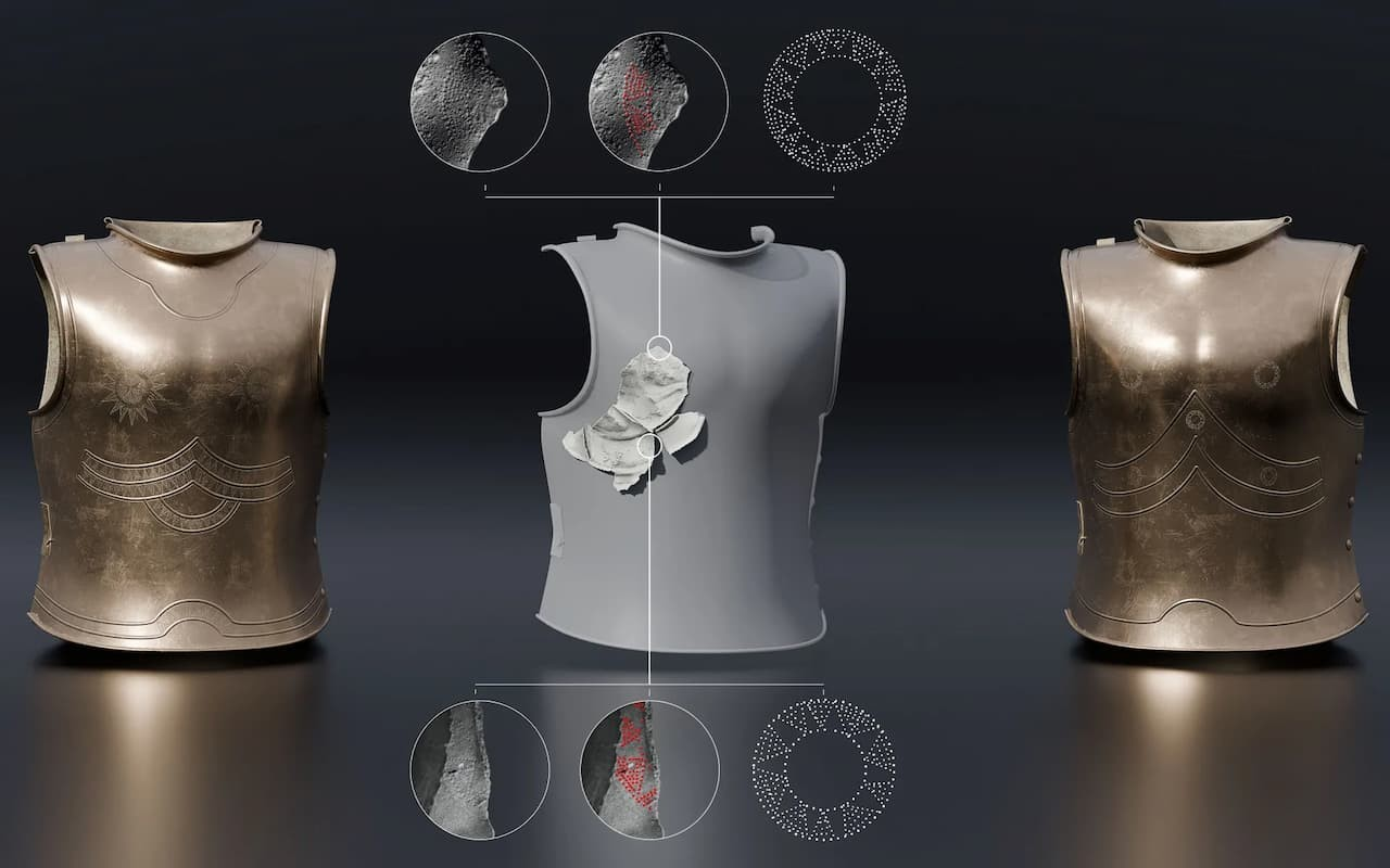 Ανακατασκευασμένα τμήματα της πανοπλίας.