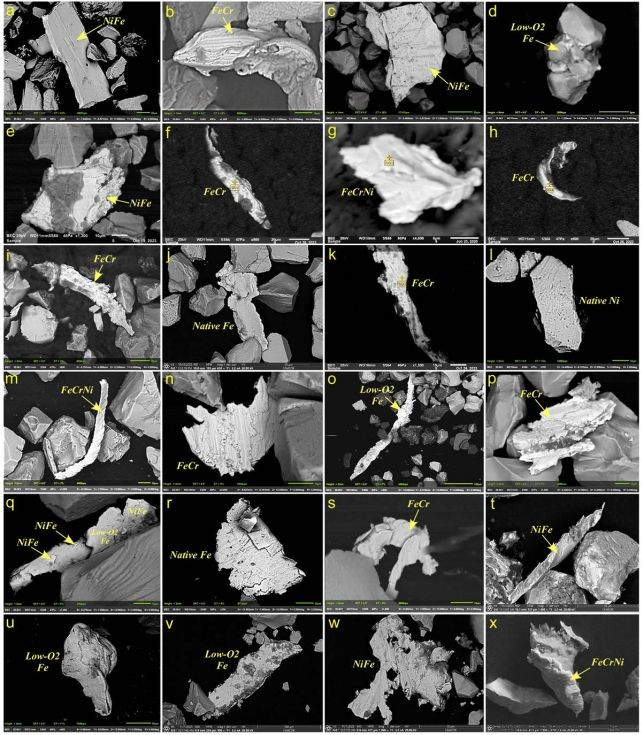 Ορισμένα από τα μεταλλικά σωματίδια σκόνης που εξήχθησαν από τους πυρήνες. Φωτογραφία: Moore et al., PLOS One, 2025 