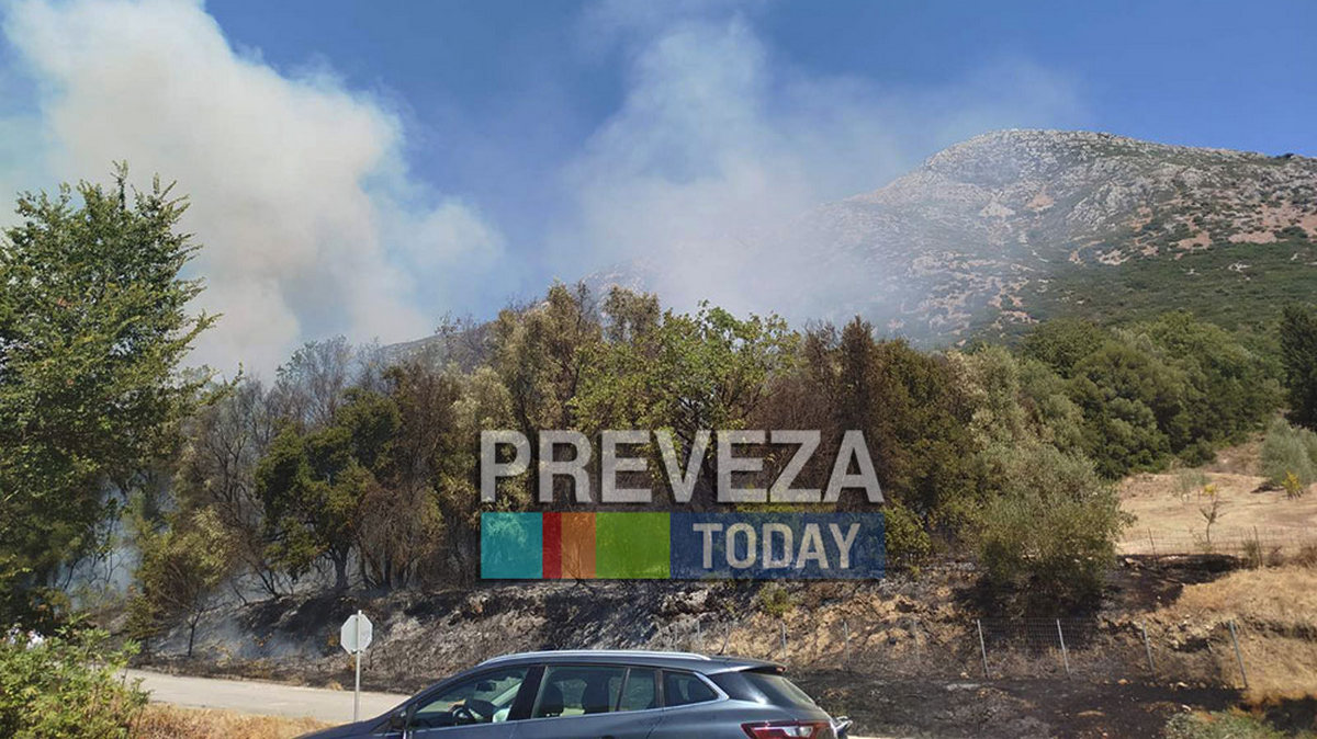 Φωτιά στην Πρέβεζα: Μήνυμα από το 112 για ετοιμότητα