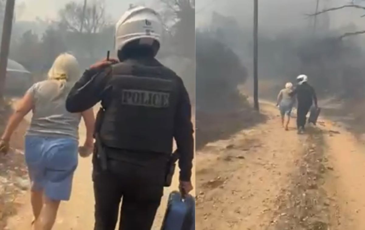 Φωτιά στην Κερατέα: Αστυνομικός απεγκλωβίζει από τις φλόγες ηλικιωμένη – Βίντεο