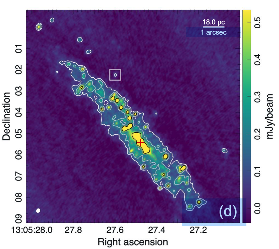Η λήψη του ALMA από τον φωτεινό πυρήνα του NGC 4945, και στην εσοχή, το συμπαγές, μυστηριώδες αντικείμενο που ονομάζεται Punctum. Φωτογραφία: Elena Shablovinskaia κ.ά.