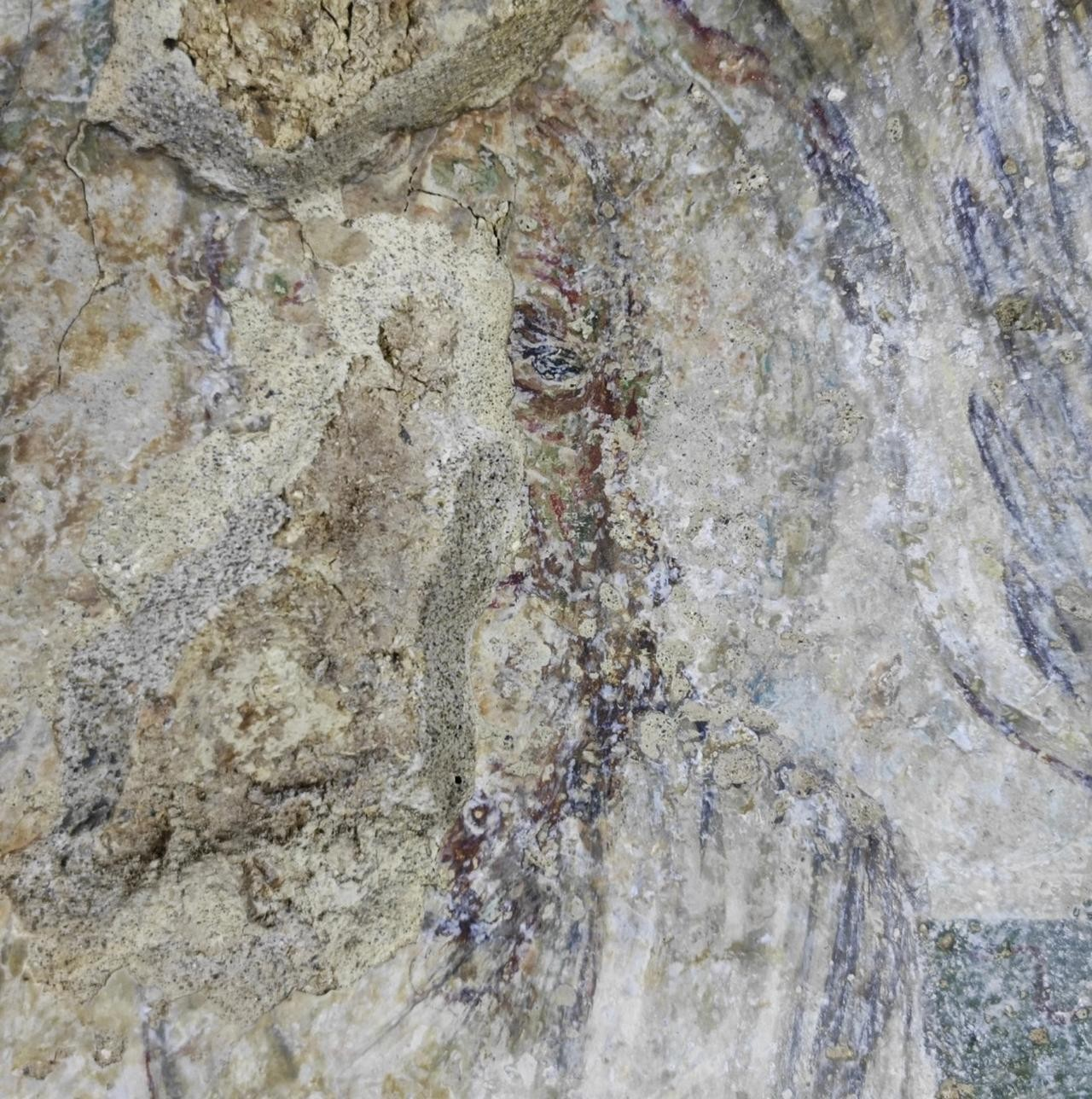 Λεπτομέρεια της τοιχογραφίας στο εσωτερικό του Σπηλαίου της Βάφτισης στη Σύεδρα της Αττάλειας. 29 Σεπτεμβρίου, 2025. Φωτογραφία: Instagram/@arkeolojihaber