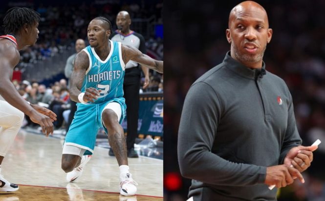 ο γκαρντ των Μαϊάμι Χιτ, Τέρι Ροζίερ και ο προπονητής των Πόρτλαντ Τρέιλ Μπλέιζερς, Τσόνσι Μπίλαπς,