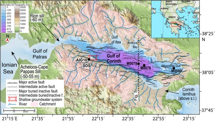 Χάρτης του Κορινθιακού Κόλπου και των περιχώρων του Credit: Horozal et al.