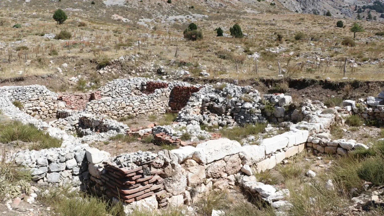 Ευρήματα από το κτίριο της ρωμαϊκής ένωσης που ανακαλύφθηκαν στην αρχαία Σαλαγασσό. Φωτογραφία: ΑΑ