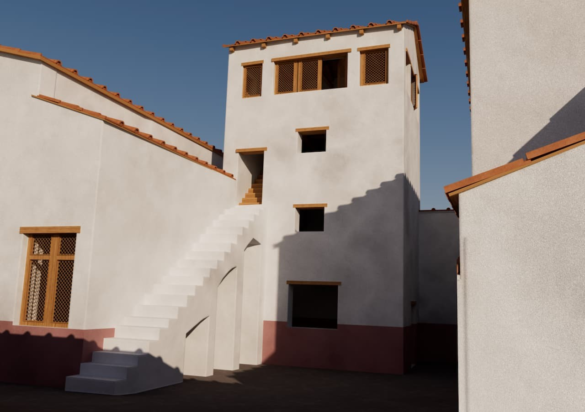 Ανασκευή του πύργου στον Οίκο του Θιάσου στην Πομπηία. Φωτογραφία: Αρχαιολογικό Πάρκο της Πομπηίας.