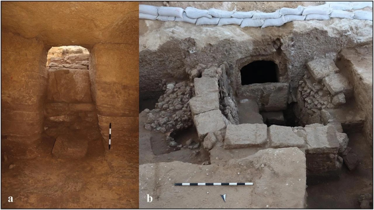 Λήψεις από την είσοδο του σπηλαίου α) από το εσωτερικό β) από την αυλή (by Shatil Emmanuilov; Israel Antiquities Authority). Φωτογραφία: S. Ben-Dor Evian et al., Antiquity (2025); CC BY 4.0