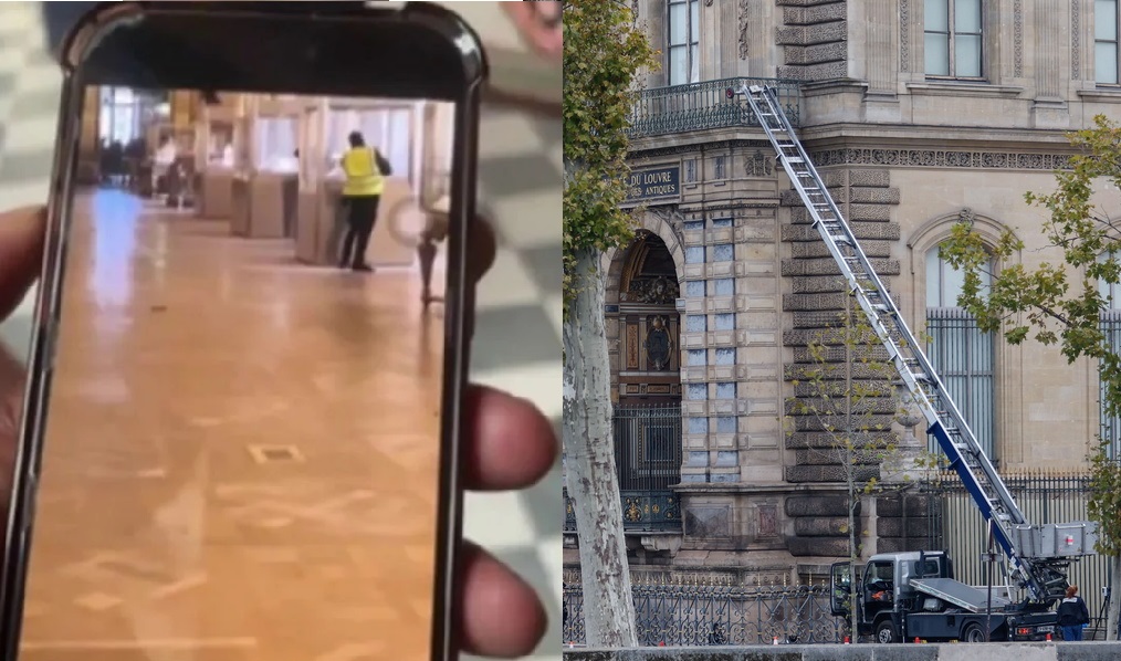 Λούβρο: Βίντεο από την στιγμή της κινηματογραφικής ληστείας – Δράστης με κουκούλα και κίτρινο γιλέκο πριονίζει προθήκη