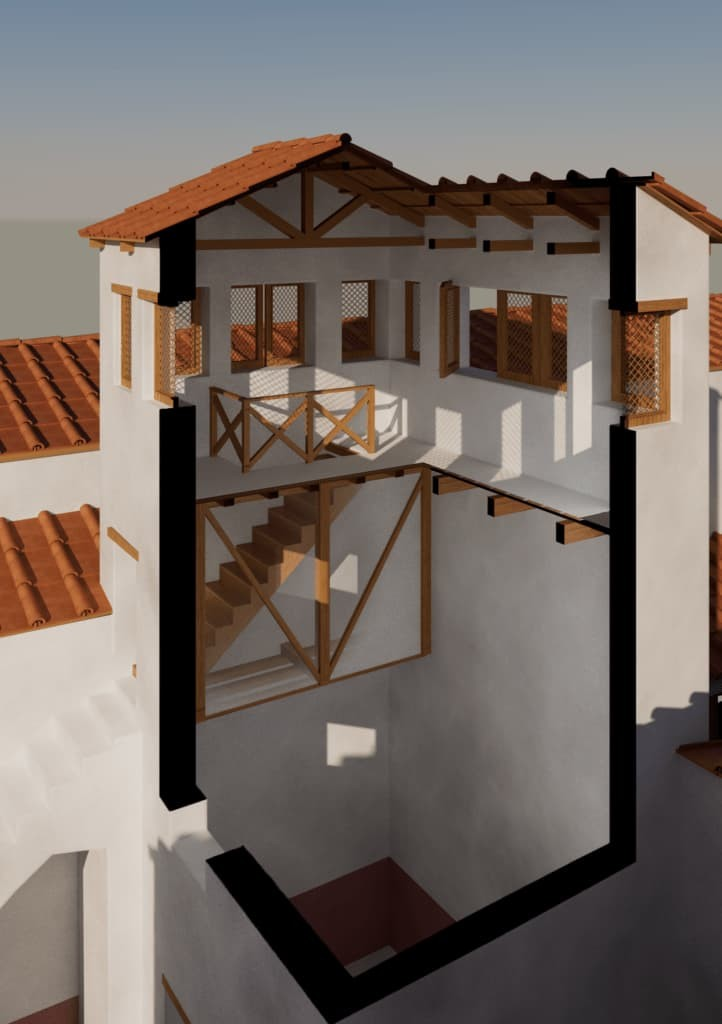 Εσωτερική ανασκευή του πύργου. Φωτογραφία: Αρχαιολογικό πάρκο της Πομπηίας