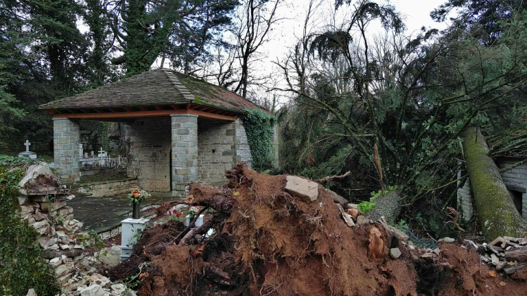 Κακοκαιρία: Στο έλεος της Adel το Δίλοφο Ζαγορίου – Ξεριζώθηκαν πεύκα και κατέστρεψαν το κοιμητήριο