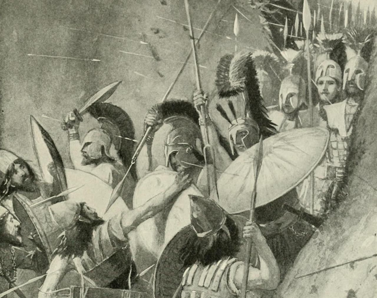 Η Μάχη των Θερμοπυλών σε εικονογράφηση του 1900. Φωτογραφία: Internet Archive Book Images / Wikimedia Commons