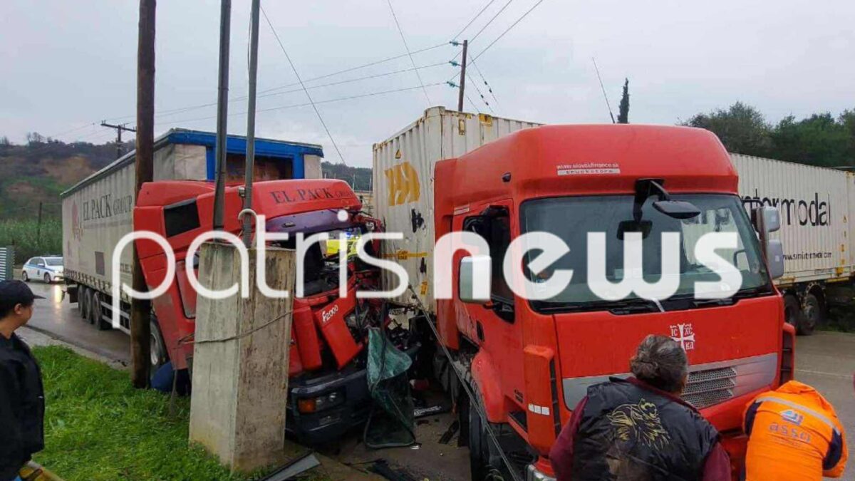 Σοβαρό τροχαίο με δύο νταλίκες στην Πατρών–Πύργου – Τραυματίστηκε ένας οδηγός – ΦΩΤΟ