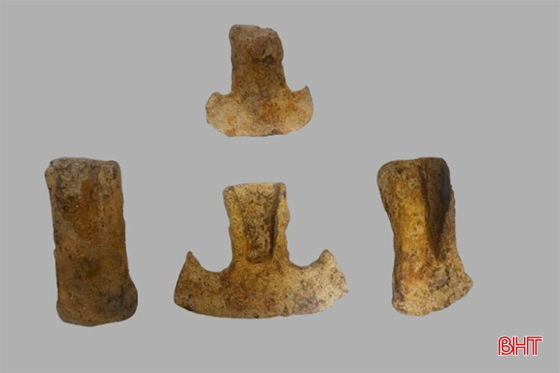 Σιδερένιες κεφαλές τσεκουριών και φτυάρια που ανακαλύφθηκαν στον οικισμό Λανγκ Τσε (Lang Che), στην κοινότητα Σον Κιμ 2 (Son Kim 2). Φωτογραφία: BHT