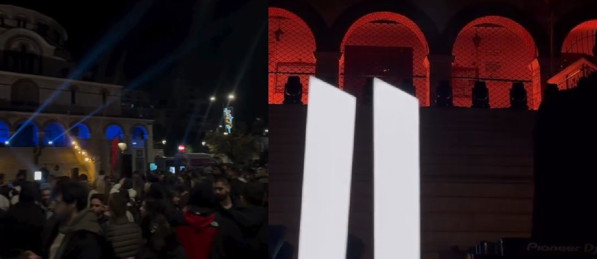 Γαλάτσι: Rave πάρτι στα σκαλιά εκκλησίας με DJ και φωτορυθμικά – Βίντεο