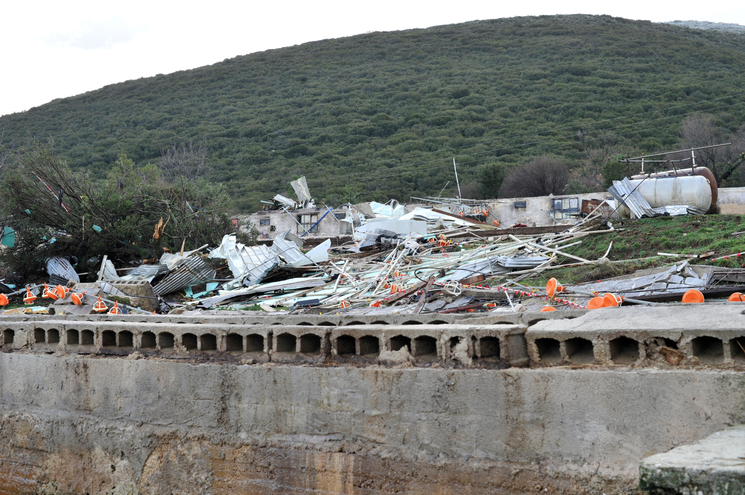 Ήπειρος, κακοκαιρία, ανεμοστρόβιλος, Καλπάκι, πτηνοτροφική μονάδα, κοτόπουλα