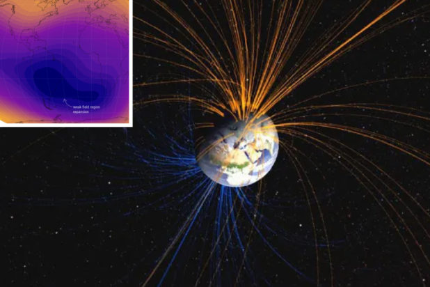 Ένα μυστηριώδες αδύναμο σημείο στο μαγνητικό πεδίο της Γης έχει μεγαλώσει σχεδόν κατά το ήμισυ του μεγέθους της Ευρώπης
