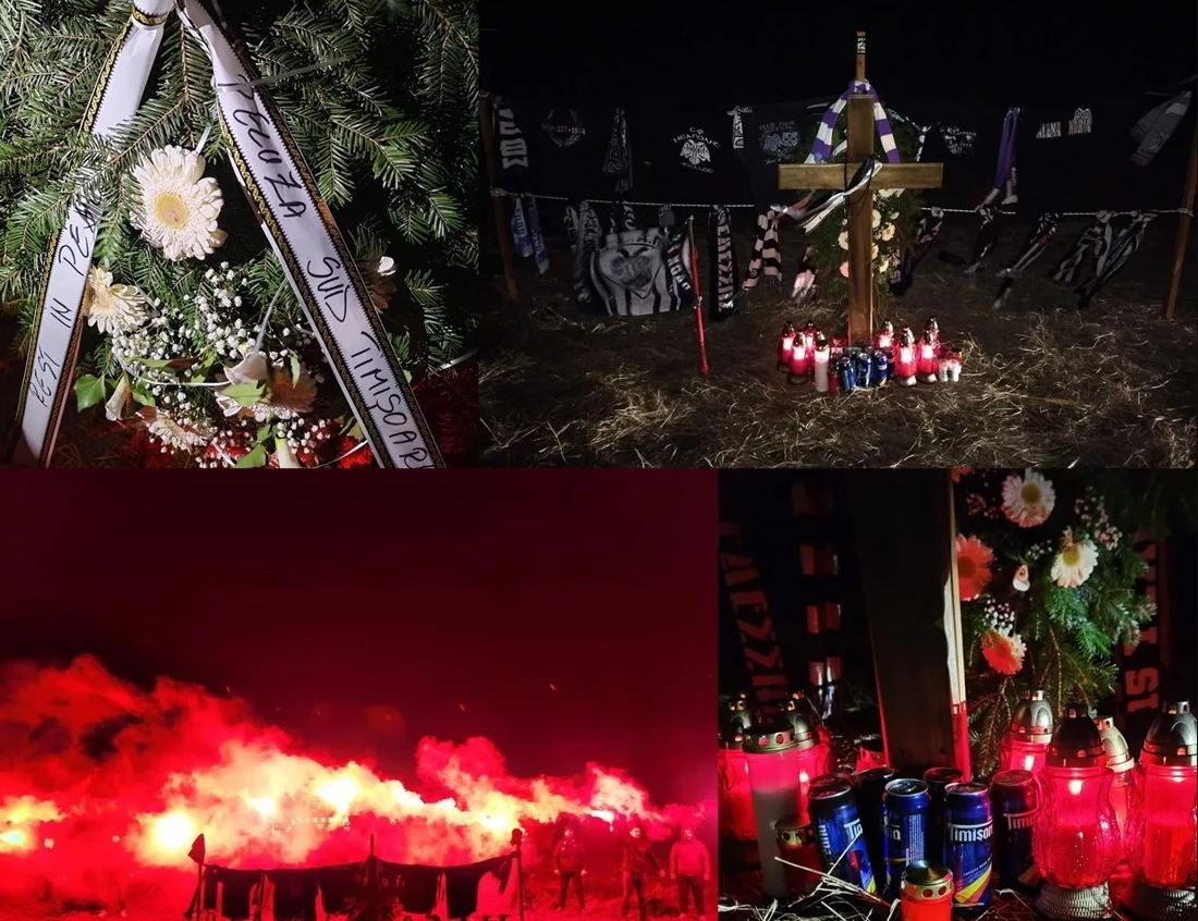 Συγκίνησαν οπαδοί της Τιμισοάρα: Άφησαν στεφάνια, μπύρες και άναψαν πυρσούς στο σημείο που σκοτώθηκαν οι φίλοι του ΠΑΟΚ