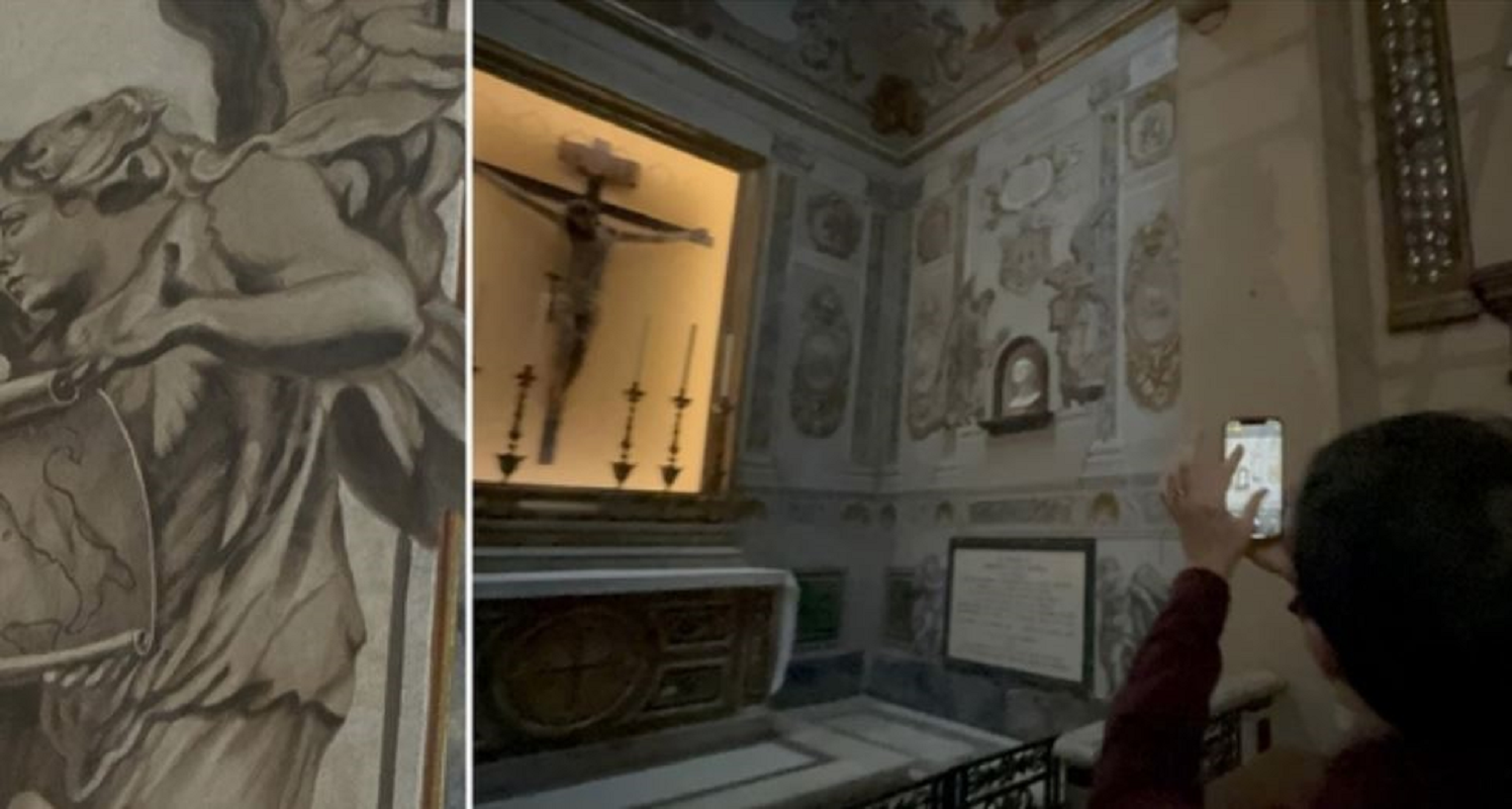 Ιταλία: Άγγελος που μοιάζει στη Μελόνι «εμφανίστηκε» ξαφνικά σε τοιχογραφία εκκλησίας – Βίντεο