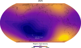 Η Ανωμαλία του Νοτίου Ατλαντικού το 2026 σε σύγκριση με το 2014. Φωτογραφία: ESA (Πηγή δεδομένων: Finlay, C.C. et al., 2026)