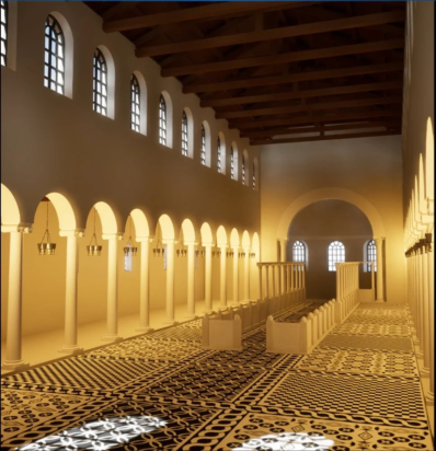 Αναπαράσταση της Επισκοπικής Εκκλησίας βάσει των ανασκαφικών αποτελεσμάτων των ετών 2023 και 2024. Αναπαράσταση: Daniel Hinz