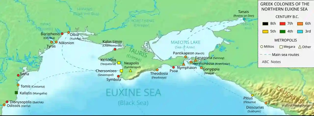 Η Τύρα και άλλες ελληνικές αποικίες του Βόρειου Εύξεινου Πόντου. Πηγή: George Tsiagalakis / Wikimedia Commons