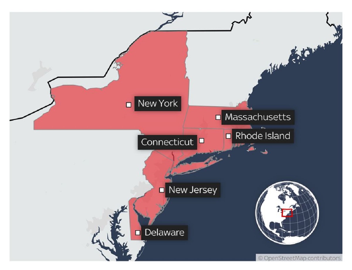 Οι πολιτείες που επηρεάζονται από την κακοκαιρία.