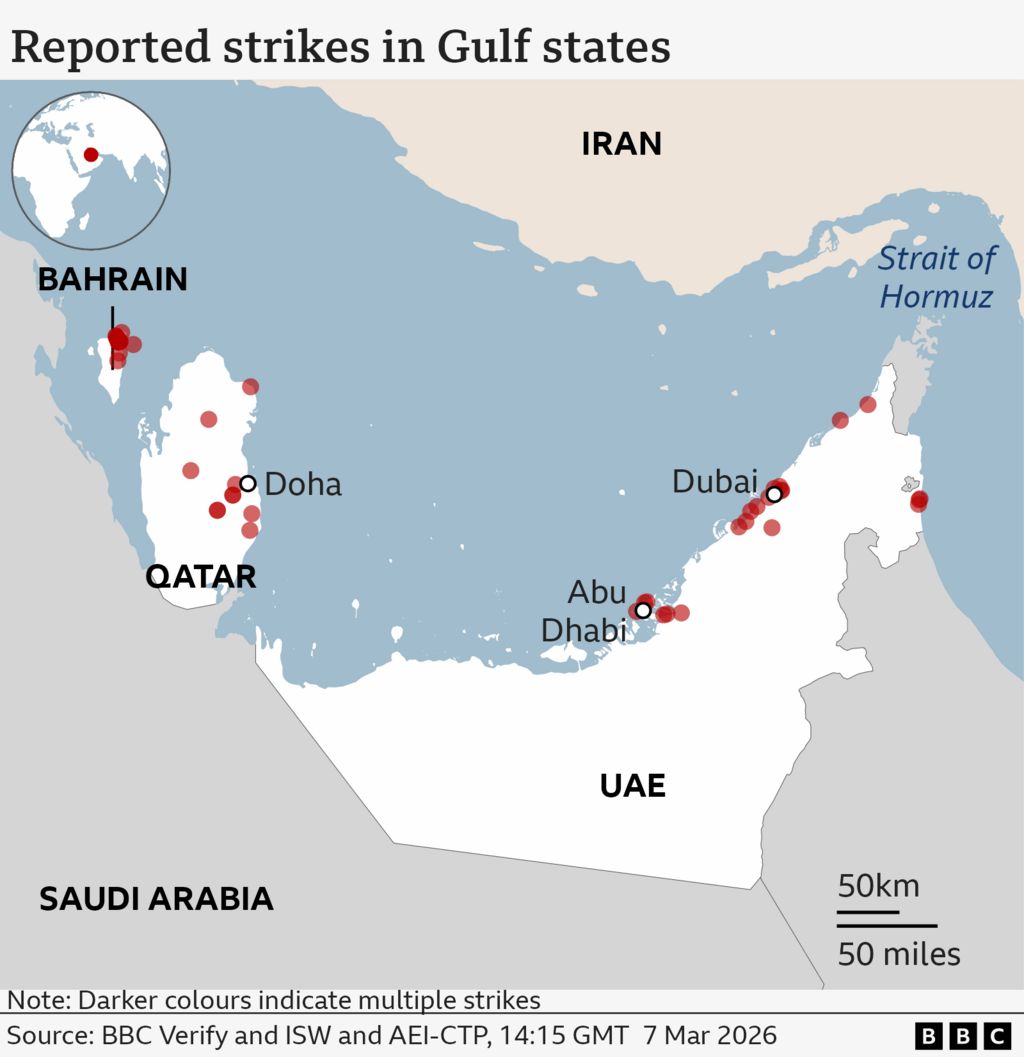 Ιράν, ΗΠΑ, ΙΣραήλ, Πόλεμος, χάρτης