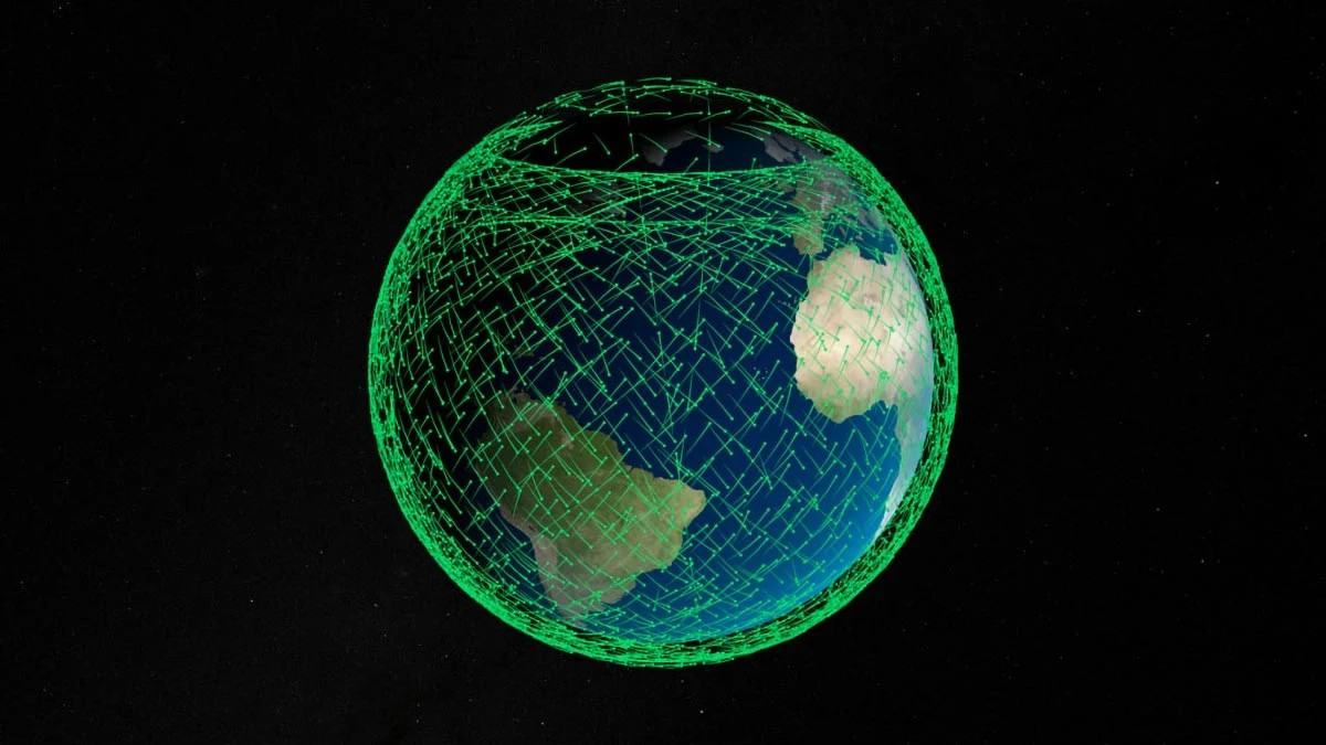 Τροχιές των δορυφόρων Starlink τον Φεβρουάριο του 2024. Πηγή: NASA Scientific Visualization Studio