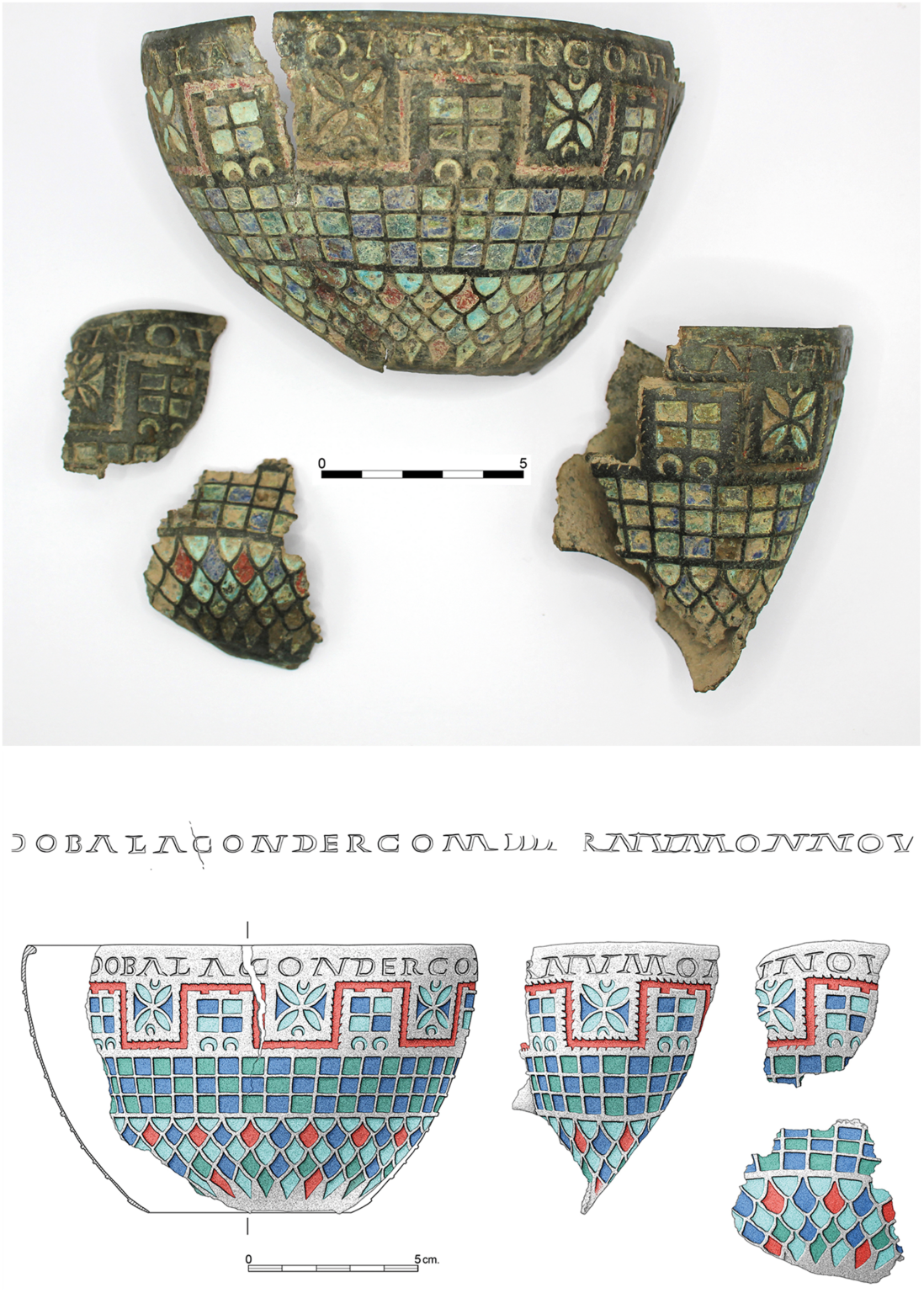 Κύπελλο Berlanga. (Επάνω) Φωτογραφία (Roberto De Pablo)· (κάτω) Σχέδιο (Francisco Tapias). Πηγή: De Pablo Martínez κ.ά. 2026, Britannia