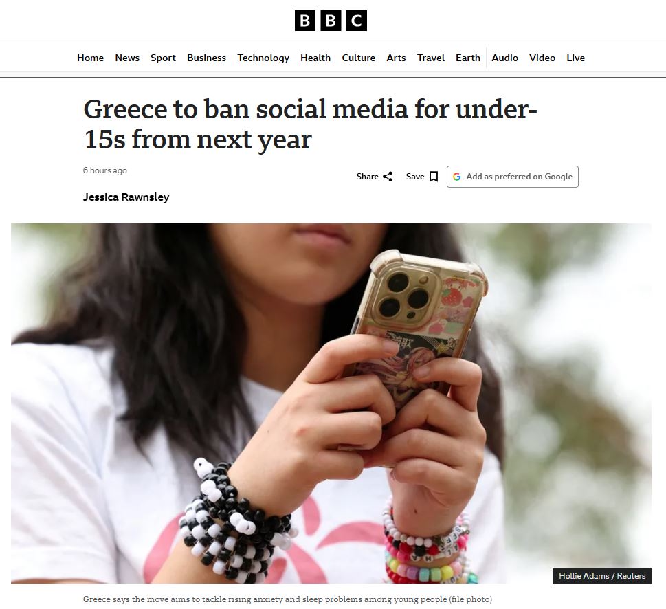 Ελλάδα, «Age Ban», social media, bbc