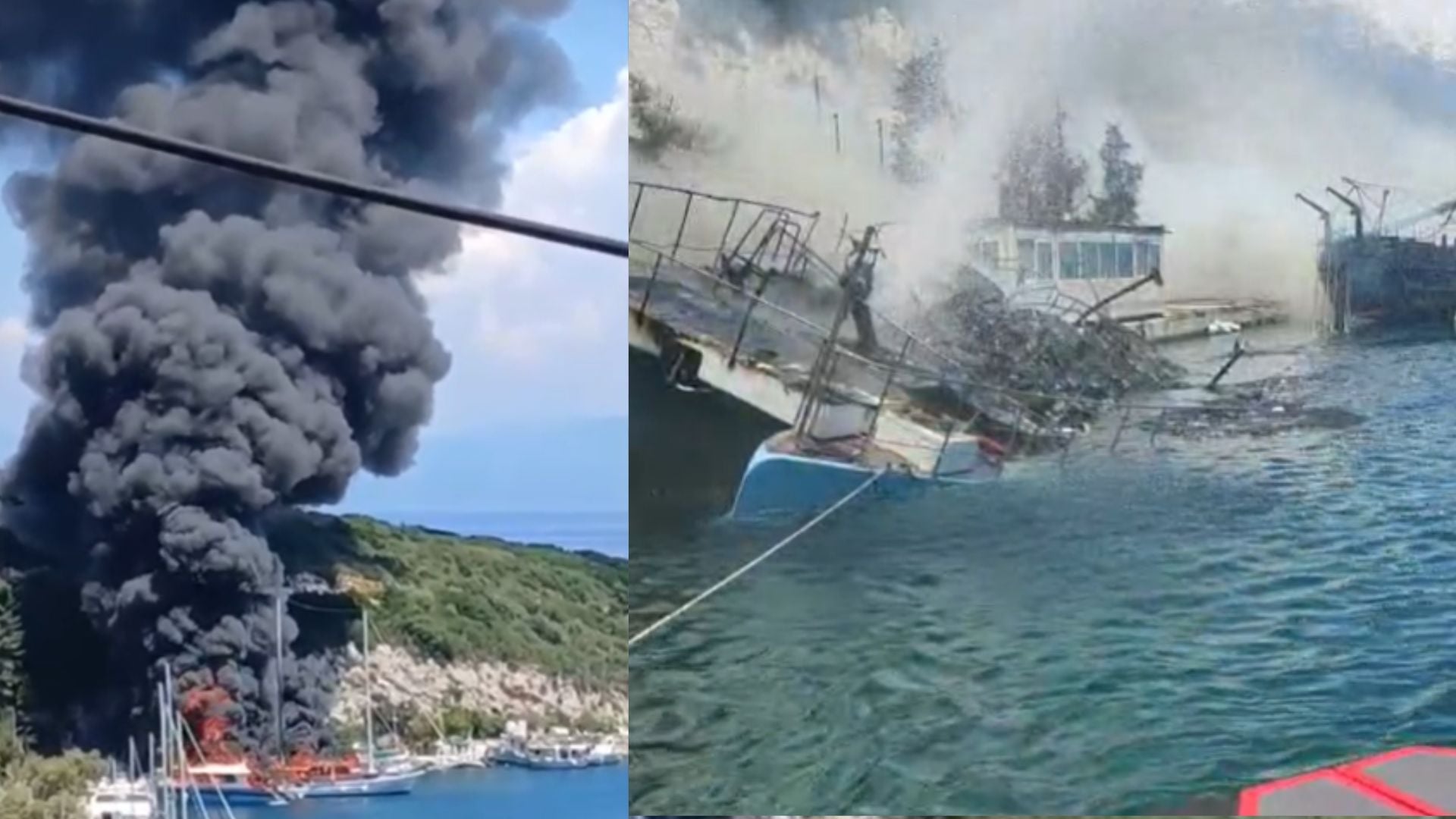 Παξοί: Νέα βίντεο από την φωτιά στα σκάφη στο λιμάνι – Σε εξέλιξη η επιχείρηση κατάσβεσης