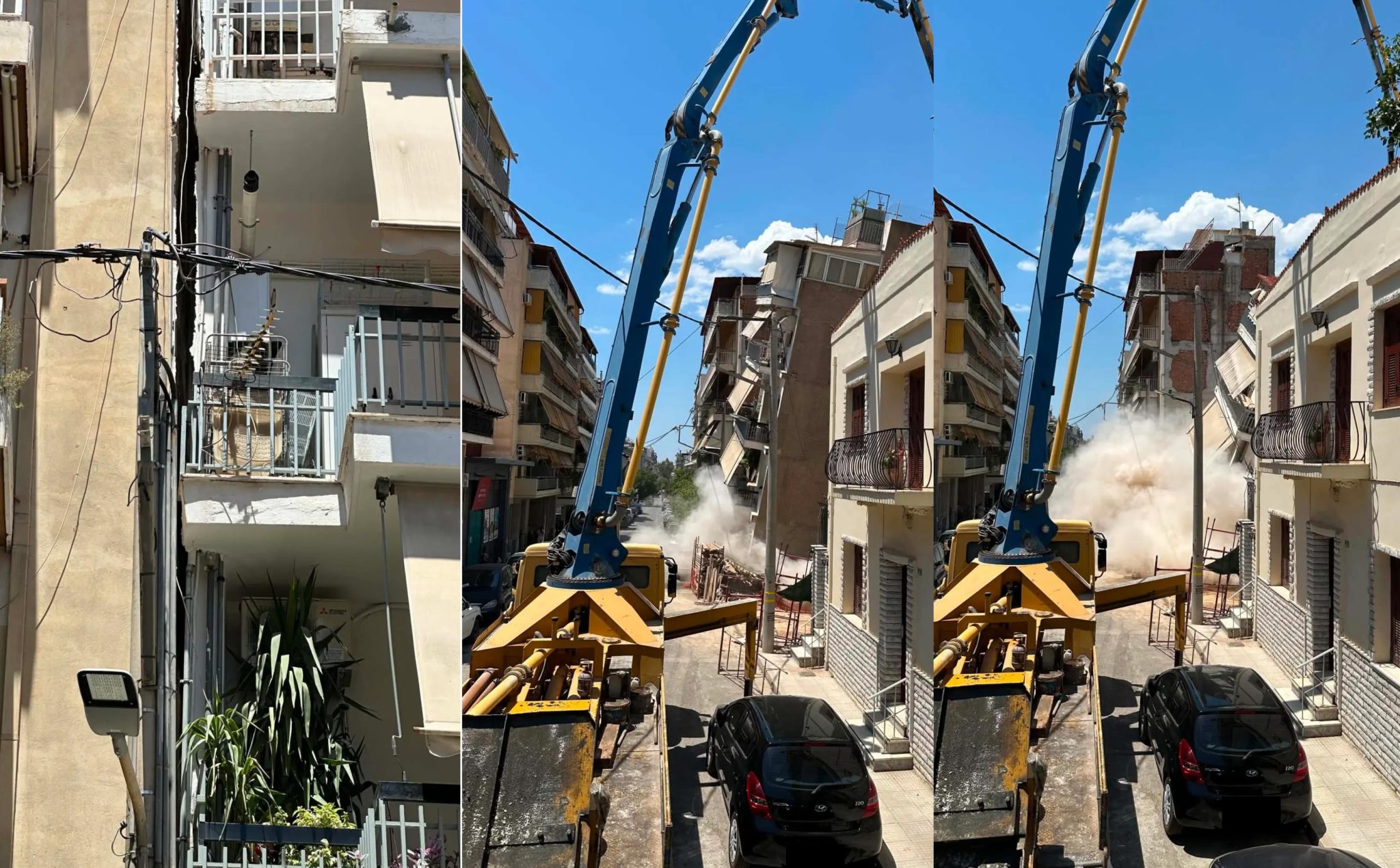 Πετράλωνα, κατάρρευση πολυκατοικίας, καρέ καρέ