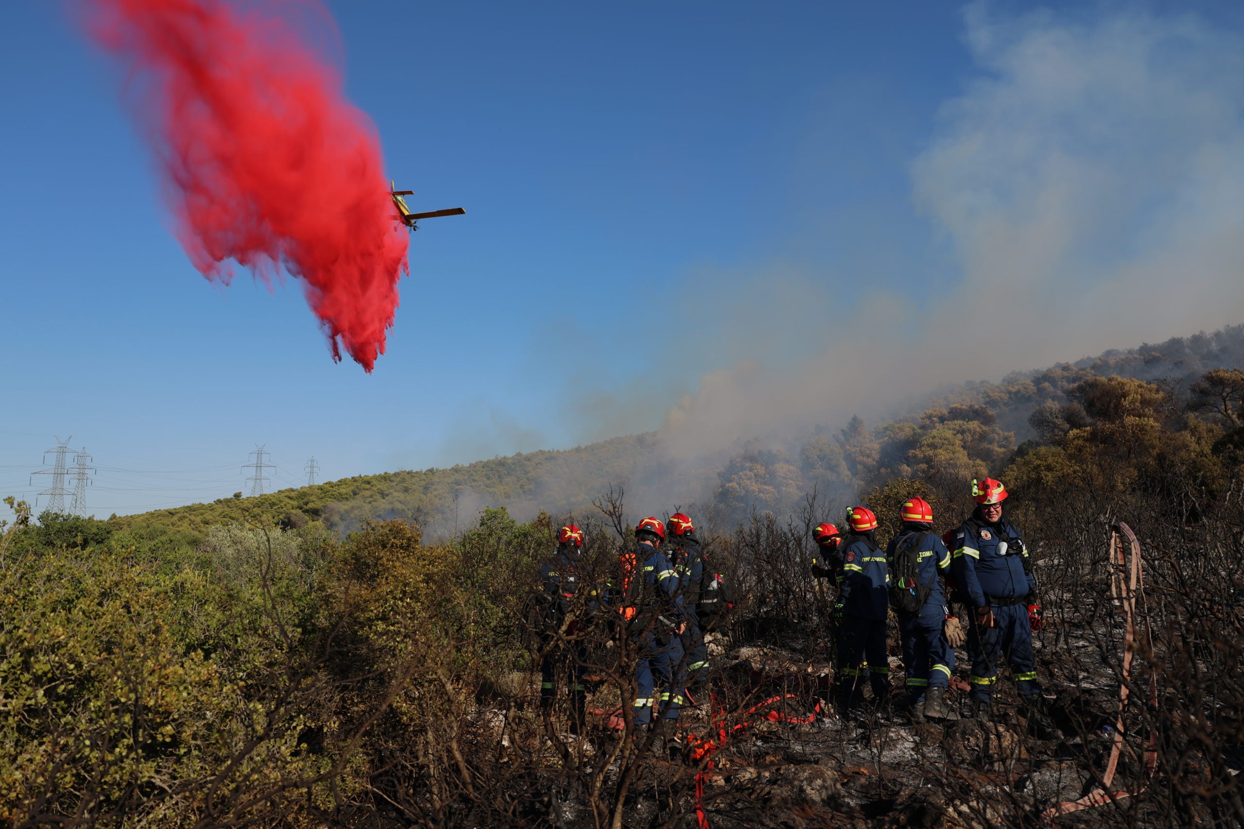 Φωτιά στην Οινόη: Στη μάχη με τις φλόγες 210 πυροσβέστες και 29 εναέρια μέσα – Δείτε βίντεο