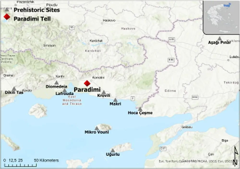 Τοποθεσία της Παραδημής και άλλων αρχαιολογικών θέσεων. Πιστωτική αναφορά: Δ. Ουρέμ-Κώτσου κ.ά. 2026
