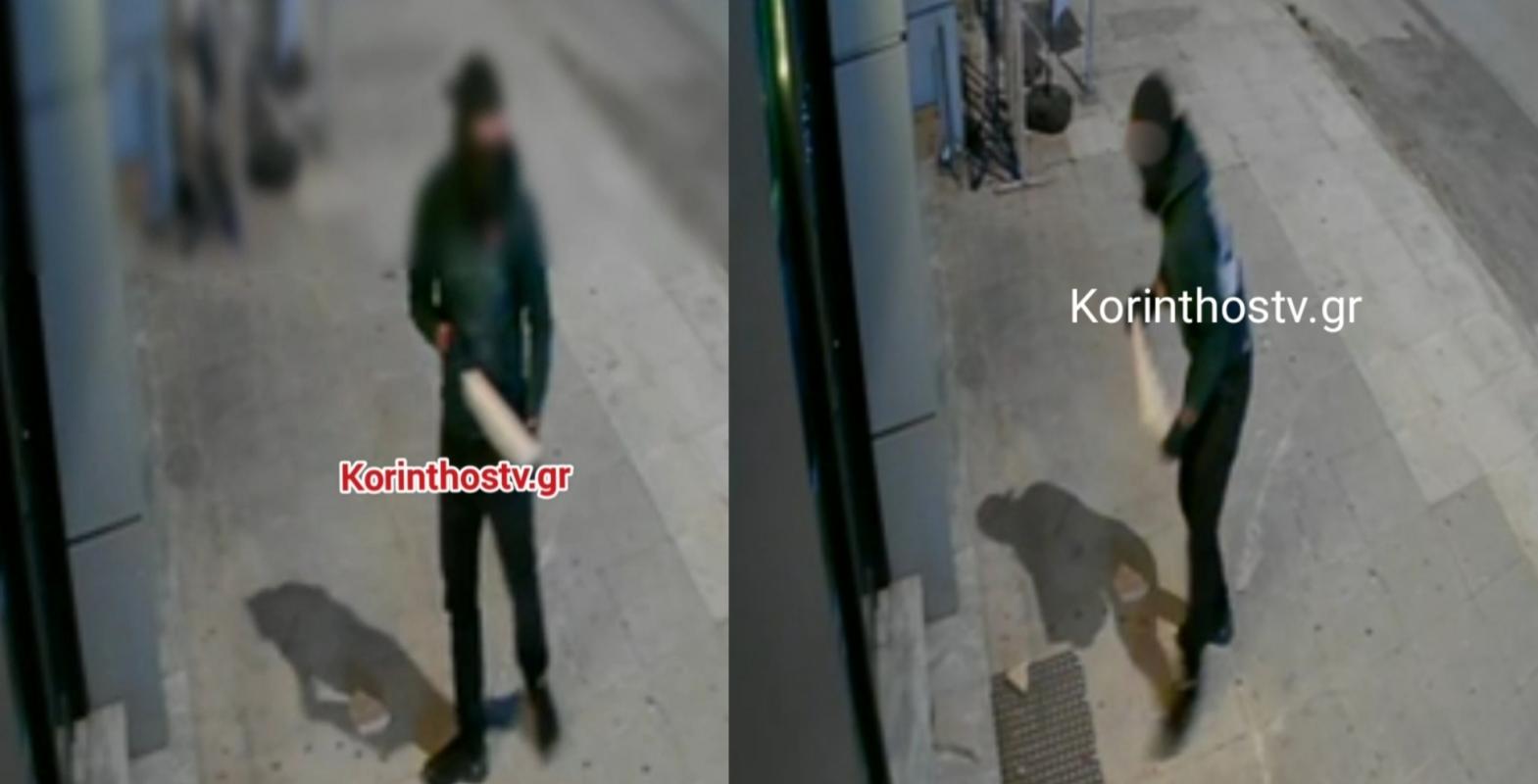 Κόρινθος: Άνδρας σπάει τζαμαρία καταστήματος με πλάκα πεζοδρομίου – ΒΙΝΤΕΟ