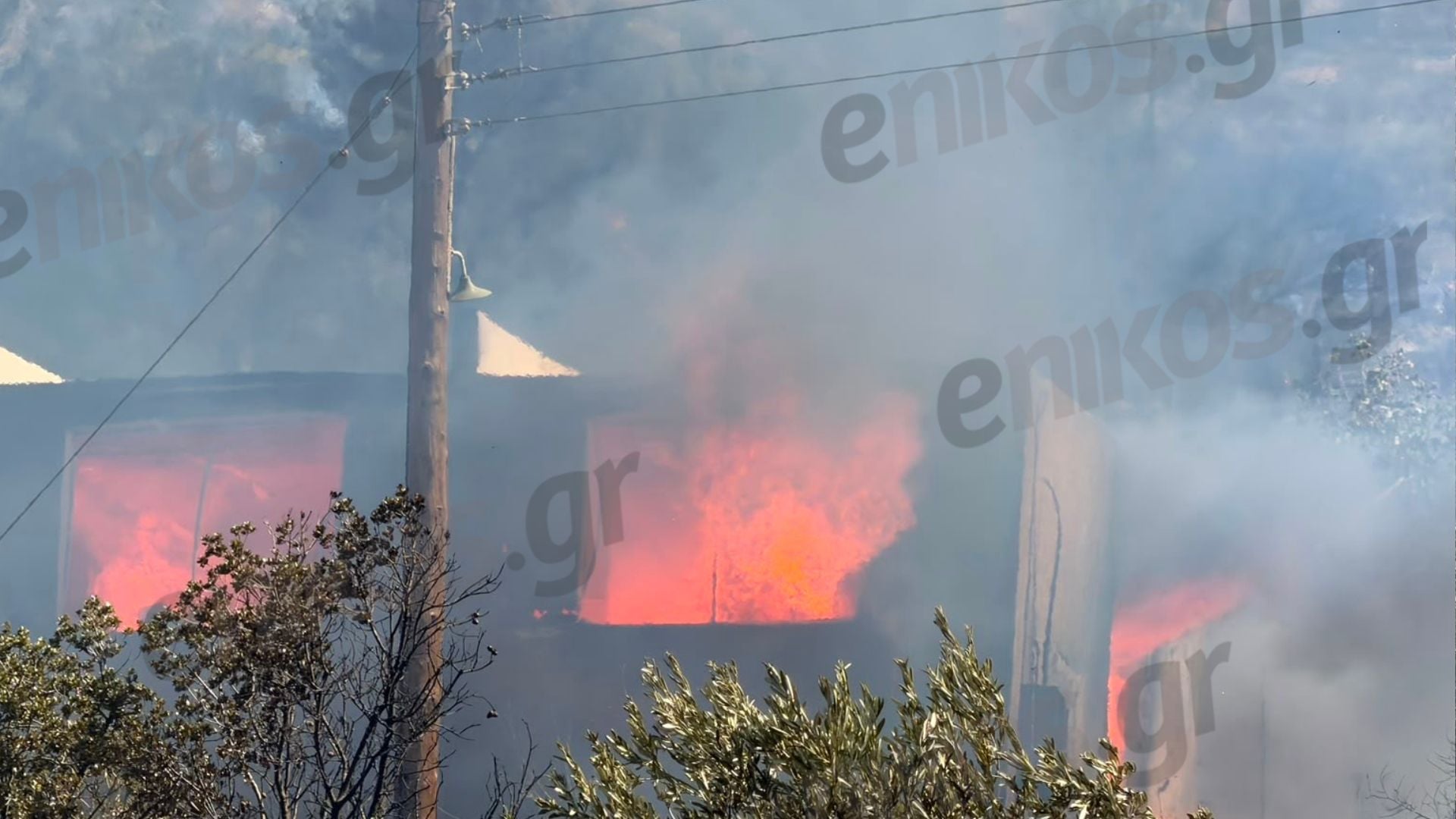 Φωτιά στον Κουβαρά: Στις φλόγες κτηνοτροφική μονάδα – Δείτε φωτογραφίες και βίντεο από την επιχείρηση κατάσβεσης