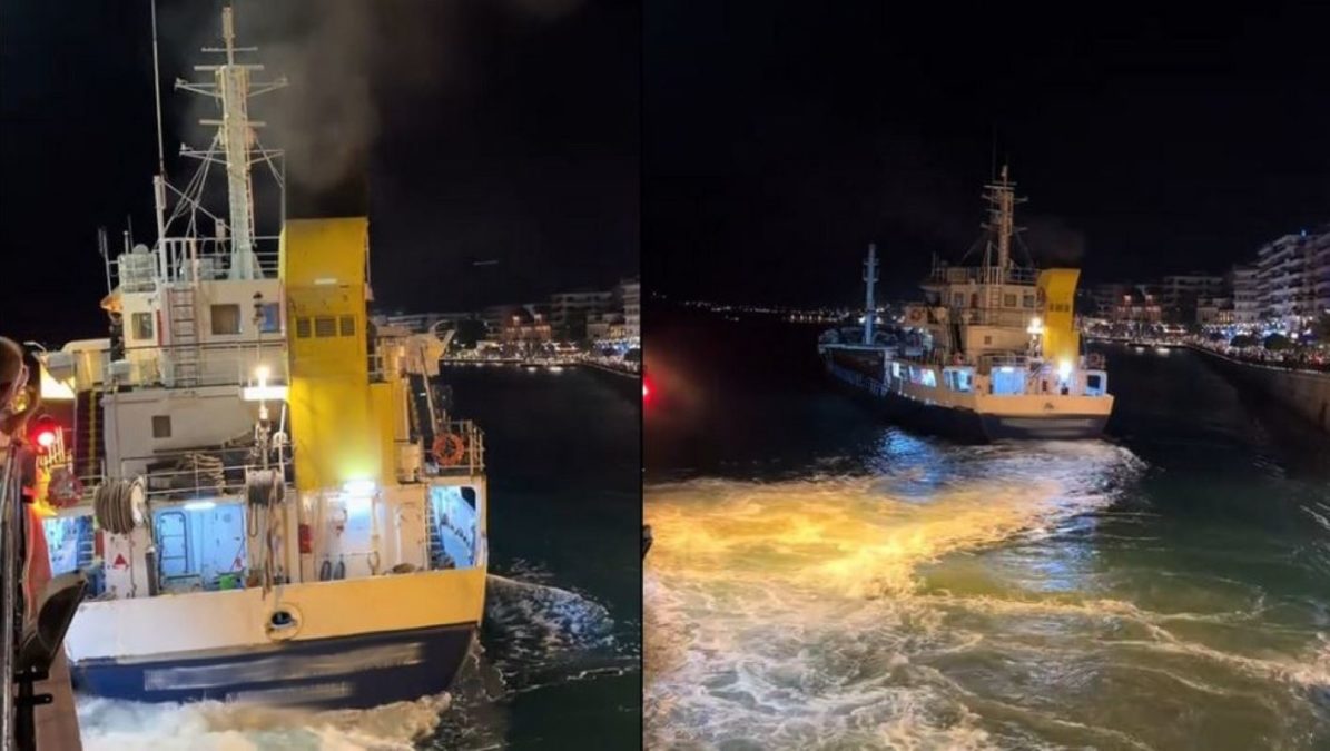 Φορτηγό πλοίο προσέκρουσε στην Παλιά Γέφυρα Χαλκίδας – Δείτε βίντεο