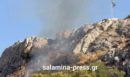 Φωτιά στη Σαλαμίνα - Καίει δασική έκταση κοντά στον Προφήτη Ηλία