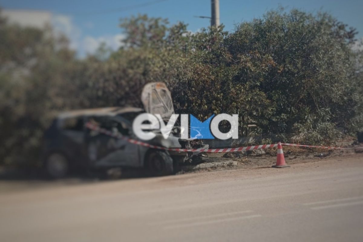 Τροχαίο με 2 τραυματίες στην Εύβοια – Αυτοκίνητο έπεσε σε στάση λεωφορείου και τυλίχθηκε στις φλόγες