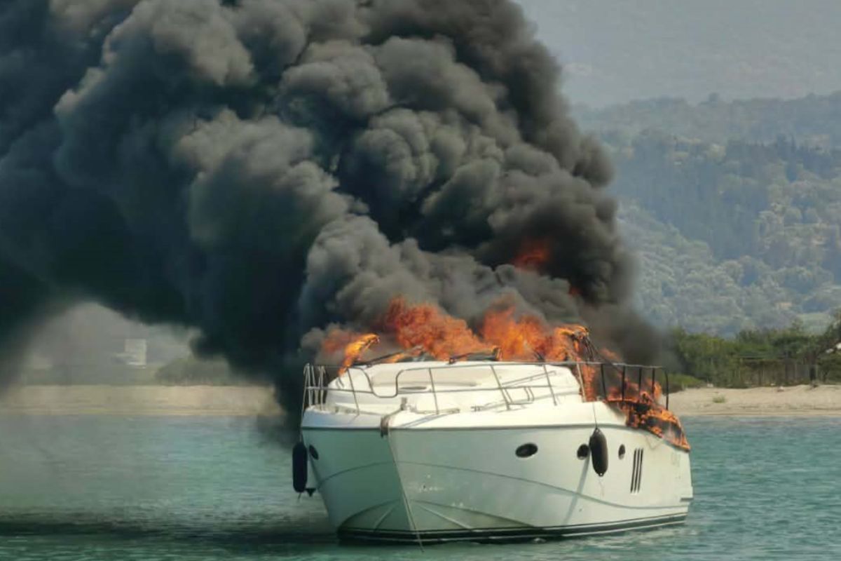 Φωτιά σε θαλαμηγό στη Λευκάδα – Σώοι οι 3 επιβαίνοντες, βούτηξαν στη θάλασσα – ΒΙΝΤΕΟ