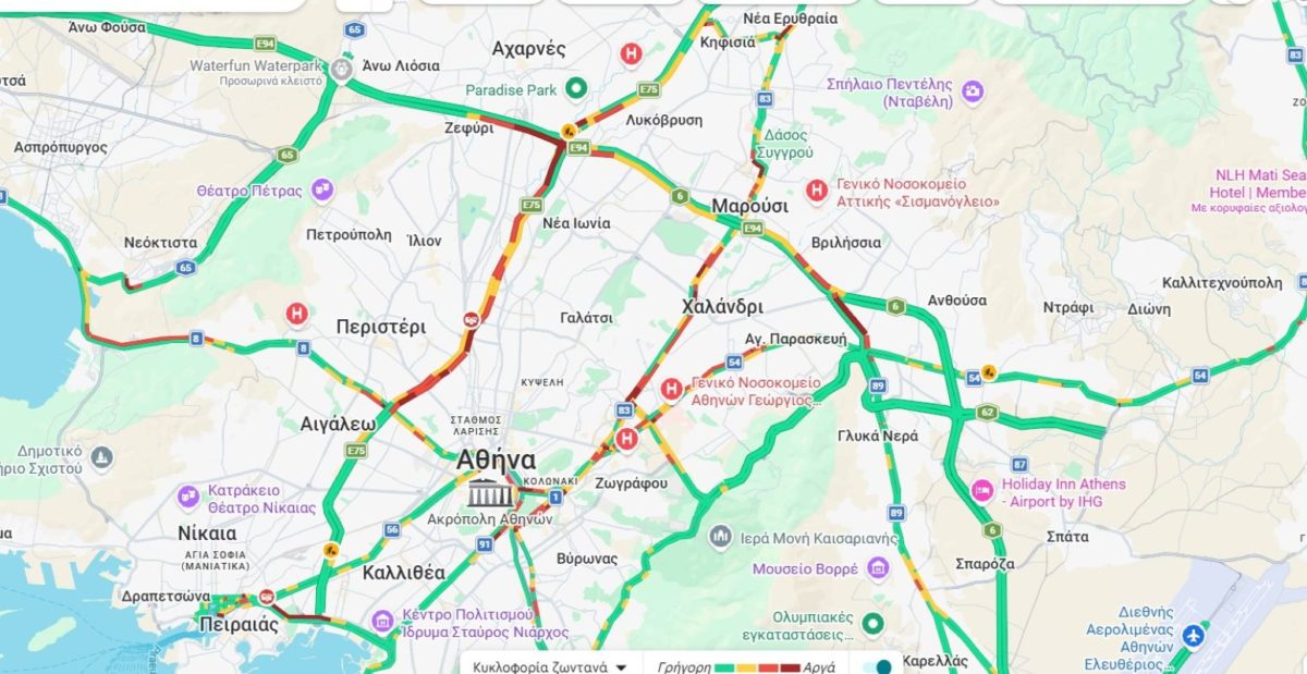 Δείτε live πού έχει κίνηση: Στο «κόκκινο» ο Κηφισός
